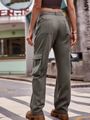 Pantaloni cargo din denim urban hip-hop la modă