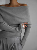 Minimalistisches Cremefarbenes Strick-Layering-Set