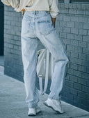 Trend Asimetrik Yıpranmış Denim Kot Pantolon
