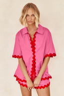 Conjunto de cárdigan sencillo con costura ondulada