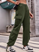 Lockere Jeans-Cargohose mit Kordelzug