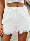 High-Waist elastische Denim-Shorts