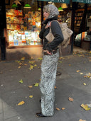 Jeans a gamba dritta con stampa animalier