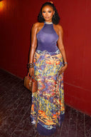 Vestido largo halter bicolor Walking Art