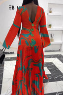 Vestido maxi plisado dorado girasol