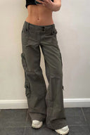 Pantaloni din denim cu buzunare, stil retro stradal
