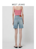 High-Waist Stretch Denim-Shorts