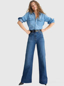 Klasik Yıkanmış İspanyol Paça Denim Pantolon