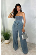 Set stilat din denim în două piese