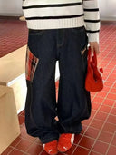 Retro kostkovaný patchwork denim