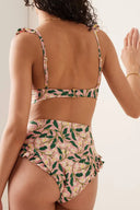 Mini Fırfırlı Çiçek Desenli Bikini Takımı
