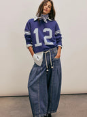Low-rise straight jeans med snøre