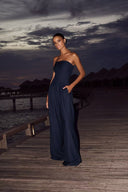 Yıldızlı Gece - Askısız Sırtı Açık Tulum