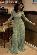 Vestido largo de malla transparente con estampado botánico