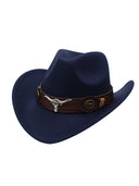 Western cowboyhat med oksehoved-dekoration