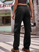 Pantaloni cargo din denim urban hip-hop la modă