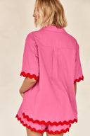 Conjunto de cárdigan sencillo con costura ondulada