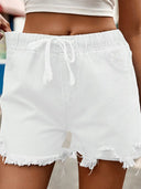 High-Waist elastische Denim-Shorts