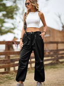 Pantaloni jogger cargo cu șnur, stil vintage urban