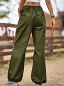 Pantaloni jogger cargo cu șnur, stil vintage urban