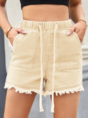 Shorts di jeans a vita alta con coulisse
