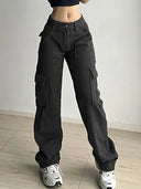 Çok Cepli Rahat Kesim Denim Kargo Pantolon