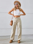 Adjustable Drawstring Denim Pants