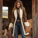 Manteau rétro western en denim pour femme, en peluche, chaud pour l'automne et l'hiver