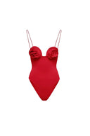 Conjunto de falda y traje de baño con apliques florales