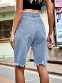 Shorts di jeans con orlo sfrangiato consumato