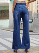 Jeans vintage evazați cu talie largă și rupturi