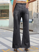 Jeans vintage evazați cu talie largă și rupturi
