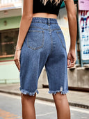 Shorts di jeans con orlo sfrangiato consumato