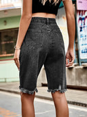 Shorts di jeans con orlo sfrangiato consumato