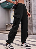Lockere Jeans-Cargohose mit Kordelzug