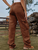 Pantaloni cargo din denim cu talie elastică vintage