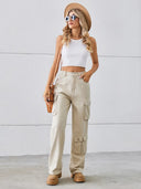 Pantaloni di jeans lavati con tasche multiple