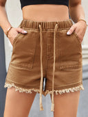 Shorts di jeans a vita alta con coulisse