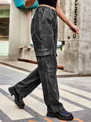 Pantaloni utilitari din denim cu talie elastică Retro Wash