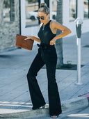Pantaloni din denim evazați, subțiri, noi și stilati, cu șnur de strângere