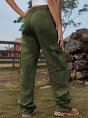 Pantaloni cargo din denim cu talie elastică vintage