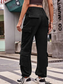Lockere Jeans-Cargohose mit Kordelzug
