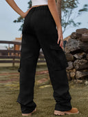 Pantaloni cargo din denim cu talie elastică vintage