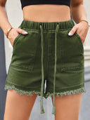 Shorts di jeans a vita alta con coulisse