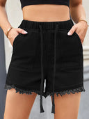 Shorts di jeans a vita alta con coulisse