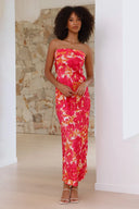 Abito Maxi Miya - Floreale Rosa/Rosso