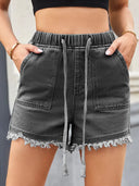 Shorts di jeans a vita alta con coulisse