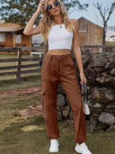 Pantaloni jogger din denim cu talie elastică la modă
