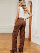 Retro Elastik Bel Kot Kargo Pantolon
