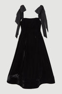 Samt trägerloses Midi-Kleid mit Schleife